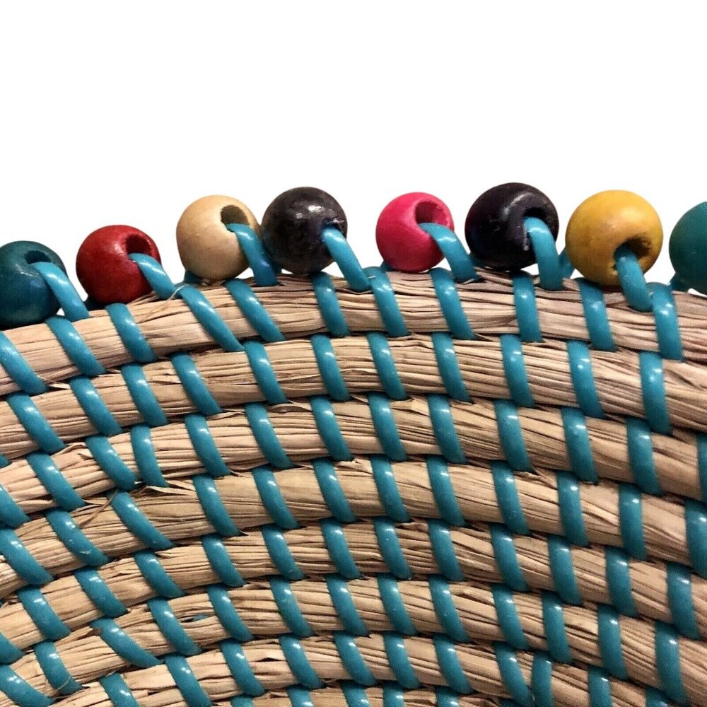 Colorful Woven Chips & Salsa Basket Set w/ Novogratz Melamine Bowls Used - Picture 5 of 16